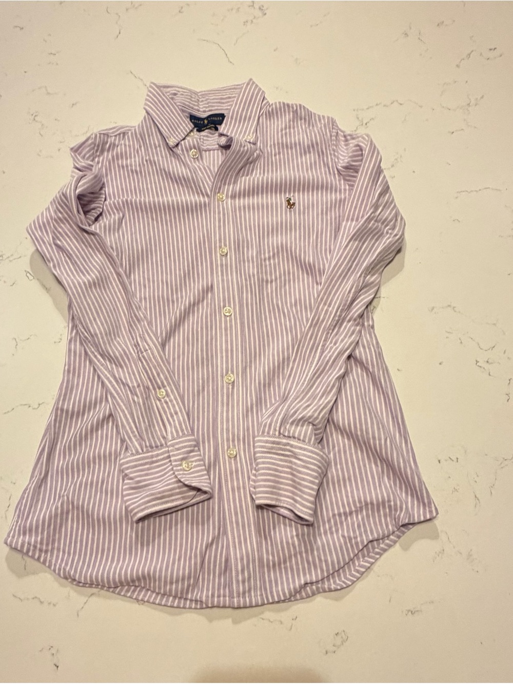 Ralph Lauren Lavender and White Striped Button-Down Shirt
